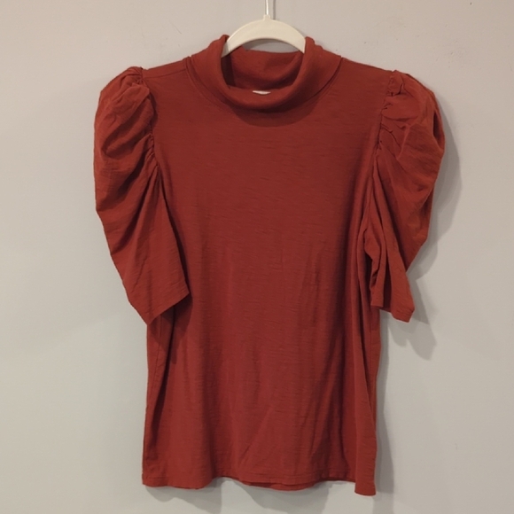 Nation LTD Dawn Femme Turtleneck Top in Red Clay size XL 100% Pima Cotton - Picture 3 of 11